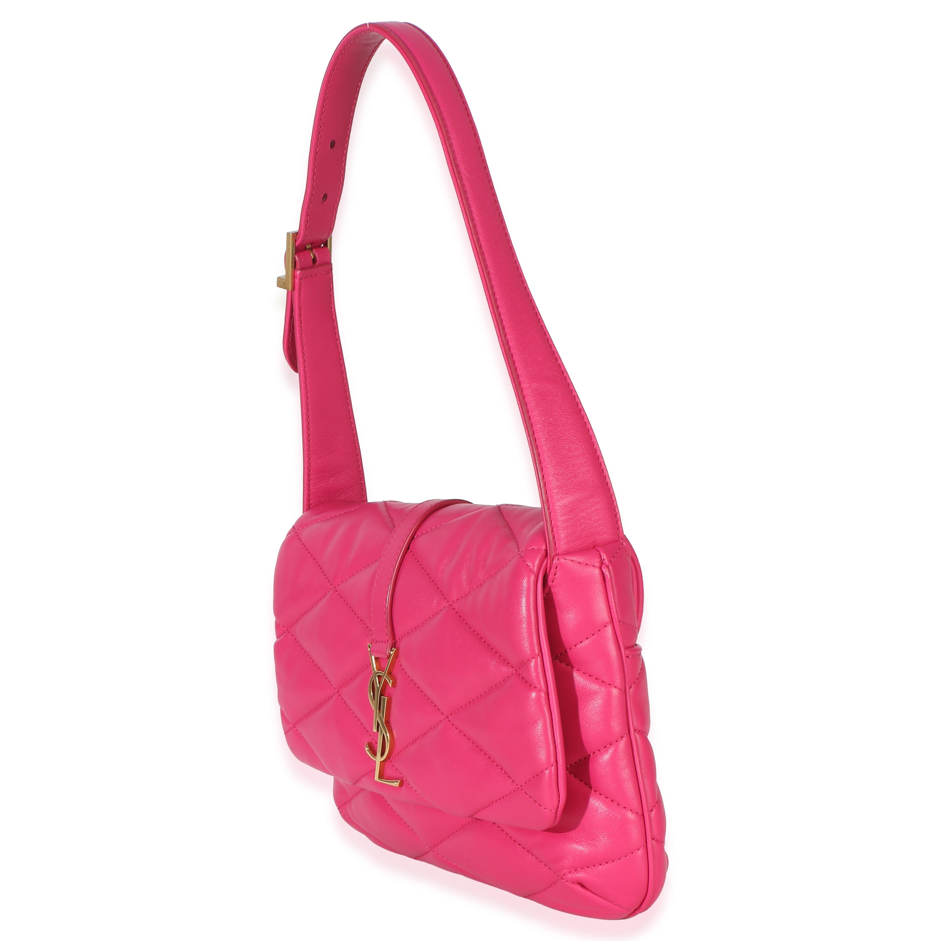 Saint Laurent Pink Diamond Quilted Lambskin Le 5 a 7 Shoulder Flap Bag