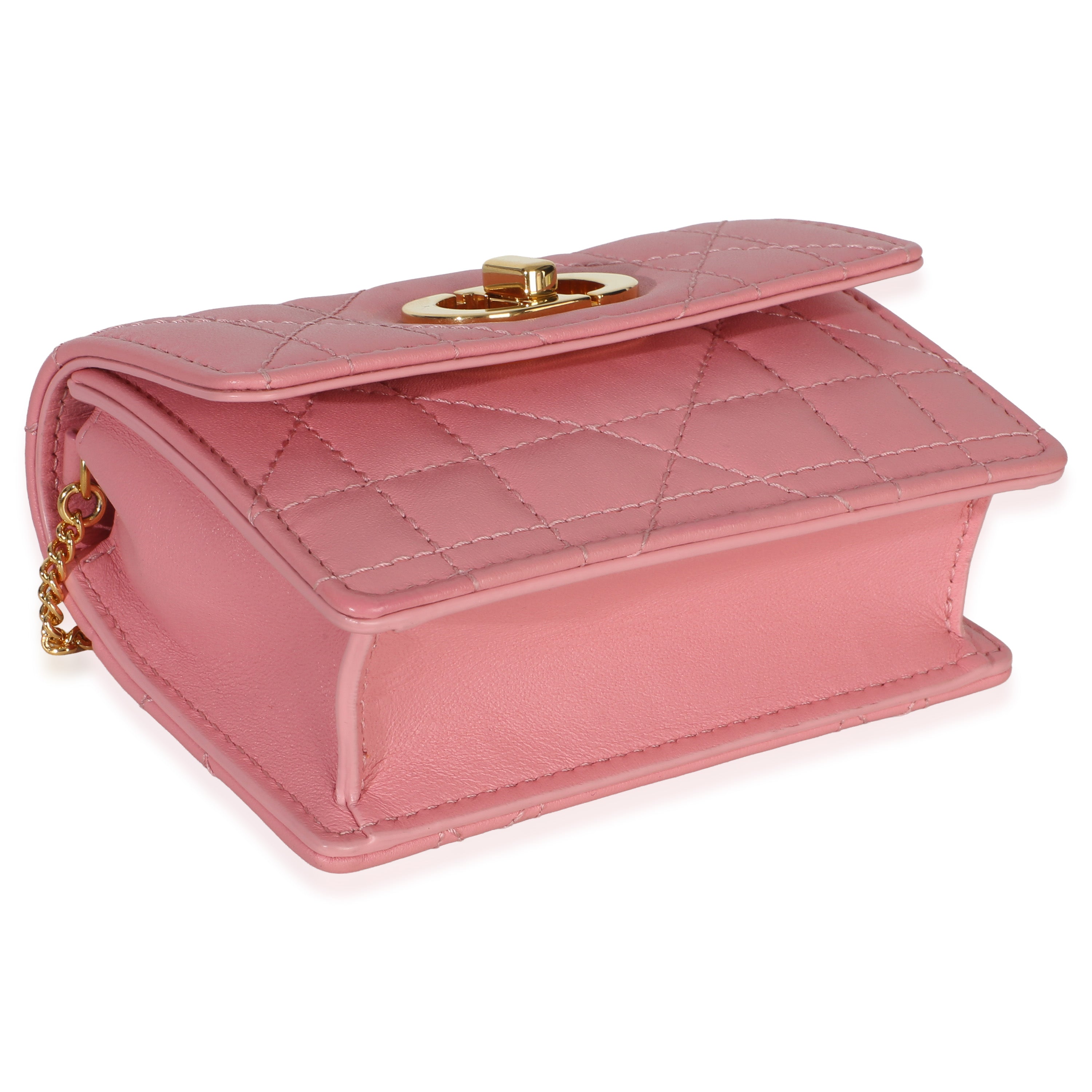 Christian Dior Pink Macrocannage Calfskin Micro Miss Caro Chain Bag