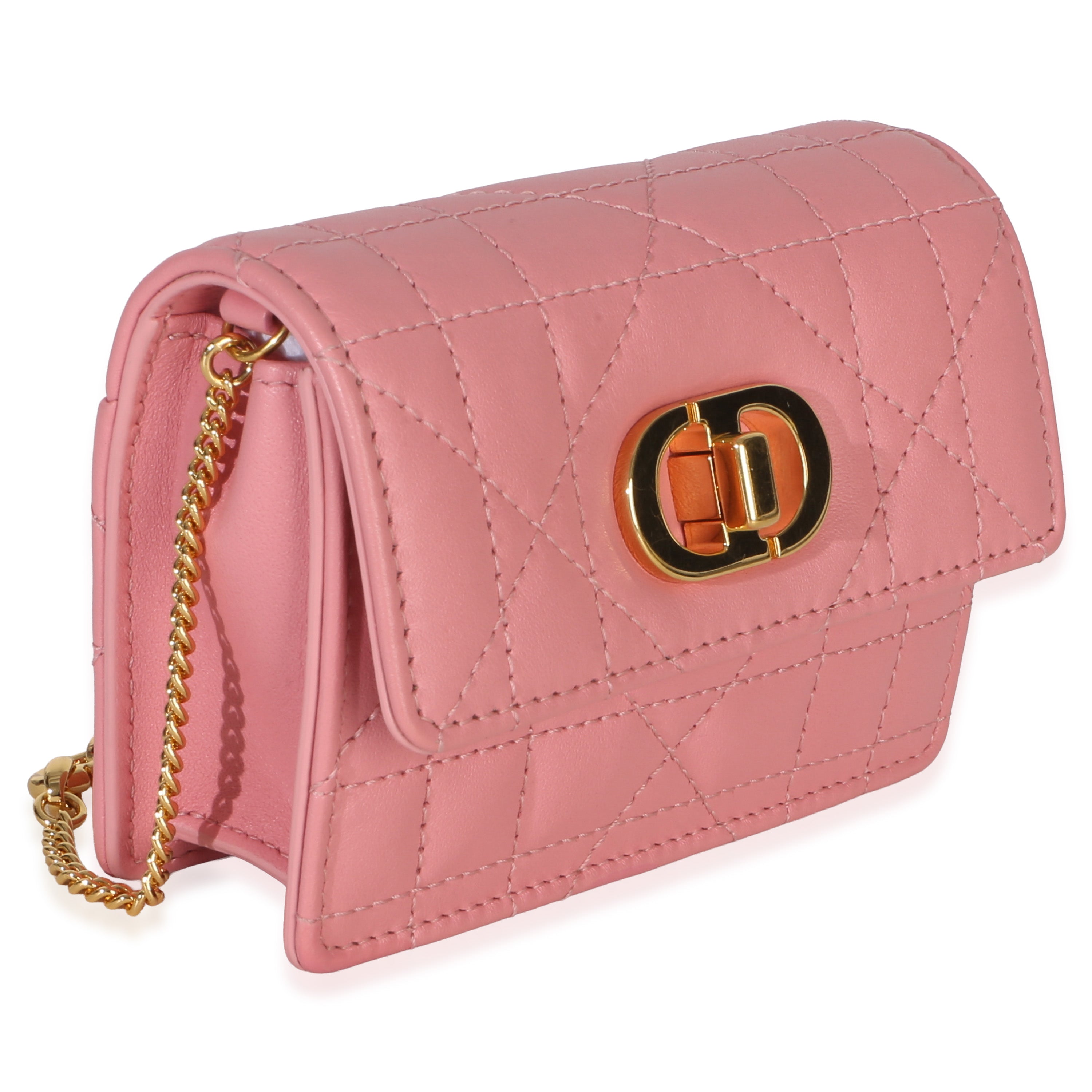 Christian Dior Pink Macrocannage Calfskin Micro Miss Caro Chain Bag
