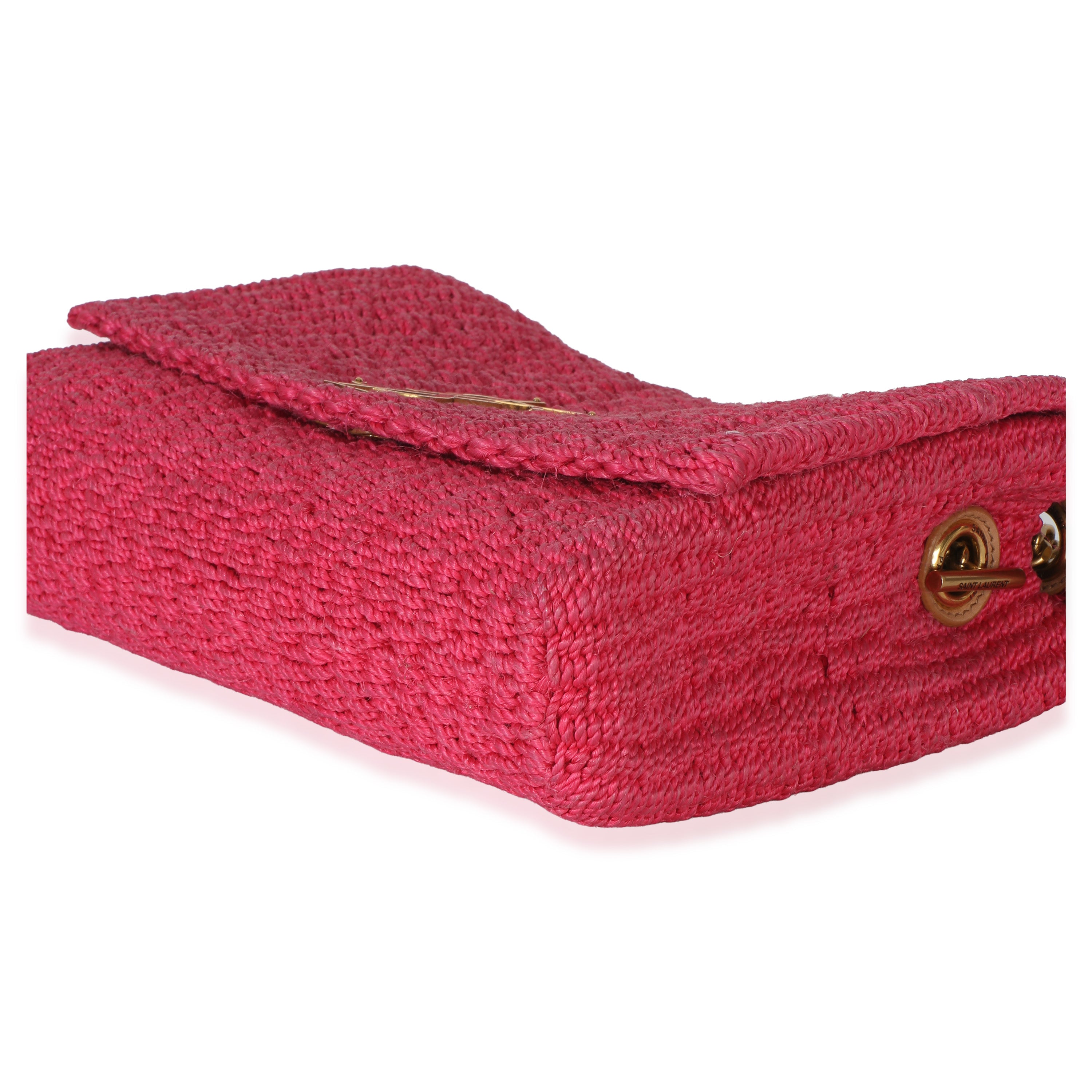 Saint Laurent Pink Raffia Medium Kate Chain Bag