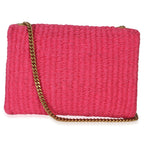 Saint Laurent Pink Raffia Medium Kate Chain Bag