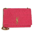Saint Laurent Pink Raffia Medium Kate Chain Bag