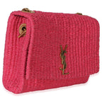 Saint Laurent Pink Raffia Medium Kate Chain Bag