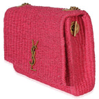Saint Laurent Pink Raffia Medium Kate Chain Bag