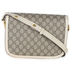 Gucci Mystic White Beige GG Supreme Azalea Calfskin Horsebit 1955 Shoulder Bag