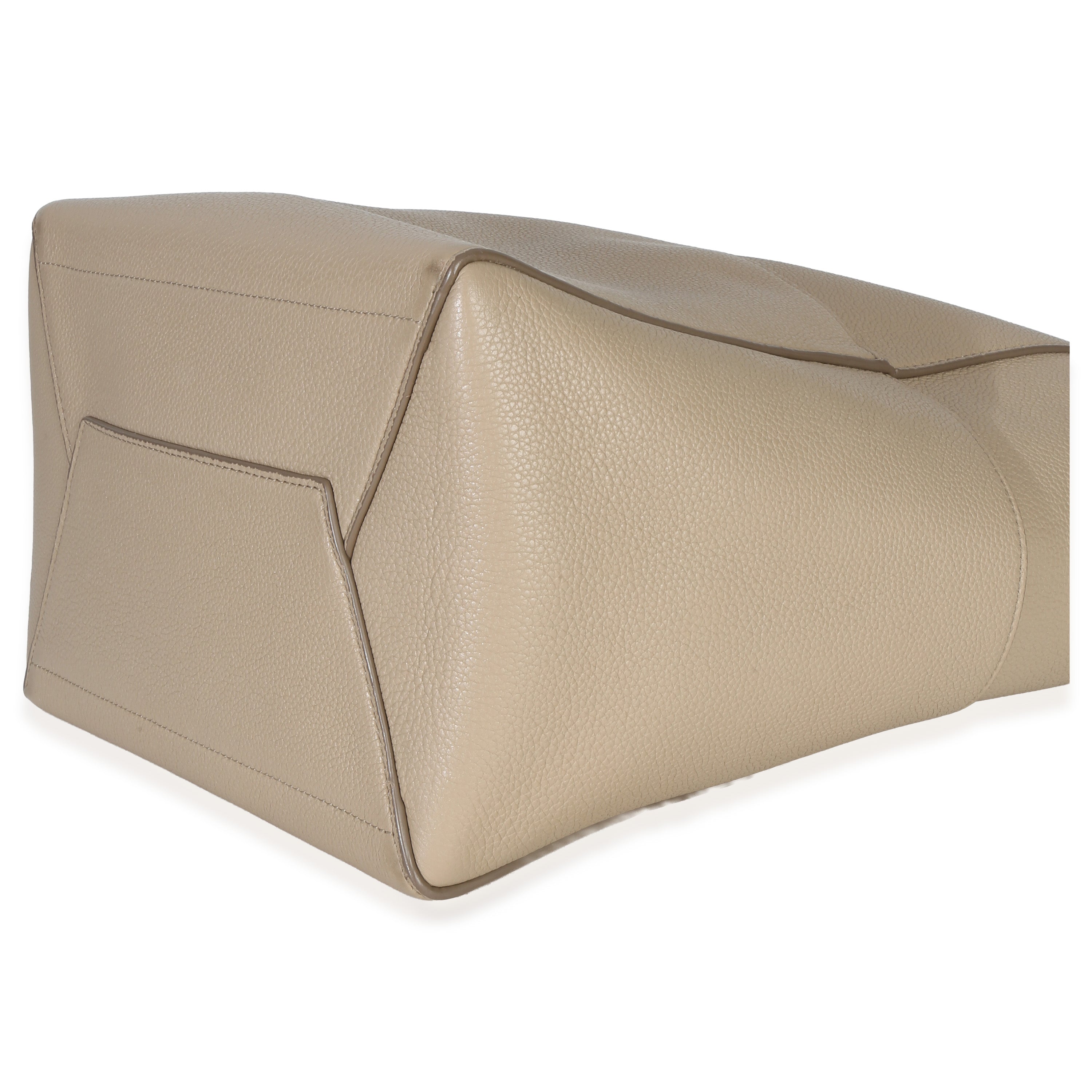 Taupe Soft Grained Calfskin Medium Sangle Bucket Bag