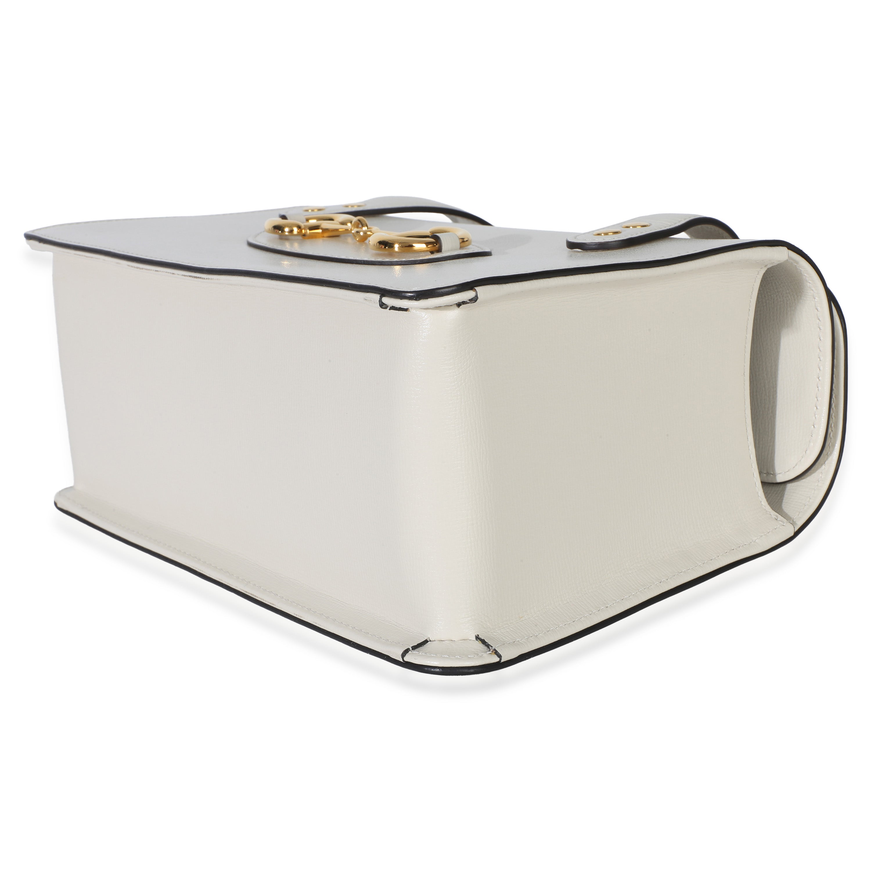Gucci Mystic White Calfskin Small Horsebit 1955 Foldover Top Handle Bag