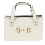 Gucci Mystic White Calfskin Small Horsebit 1955 Foldover Top Handle Bag