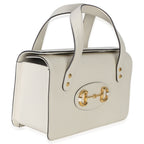 Gucci Mystic White Calfskin Small Horsebit 1955 Foldover Top Handle Bag