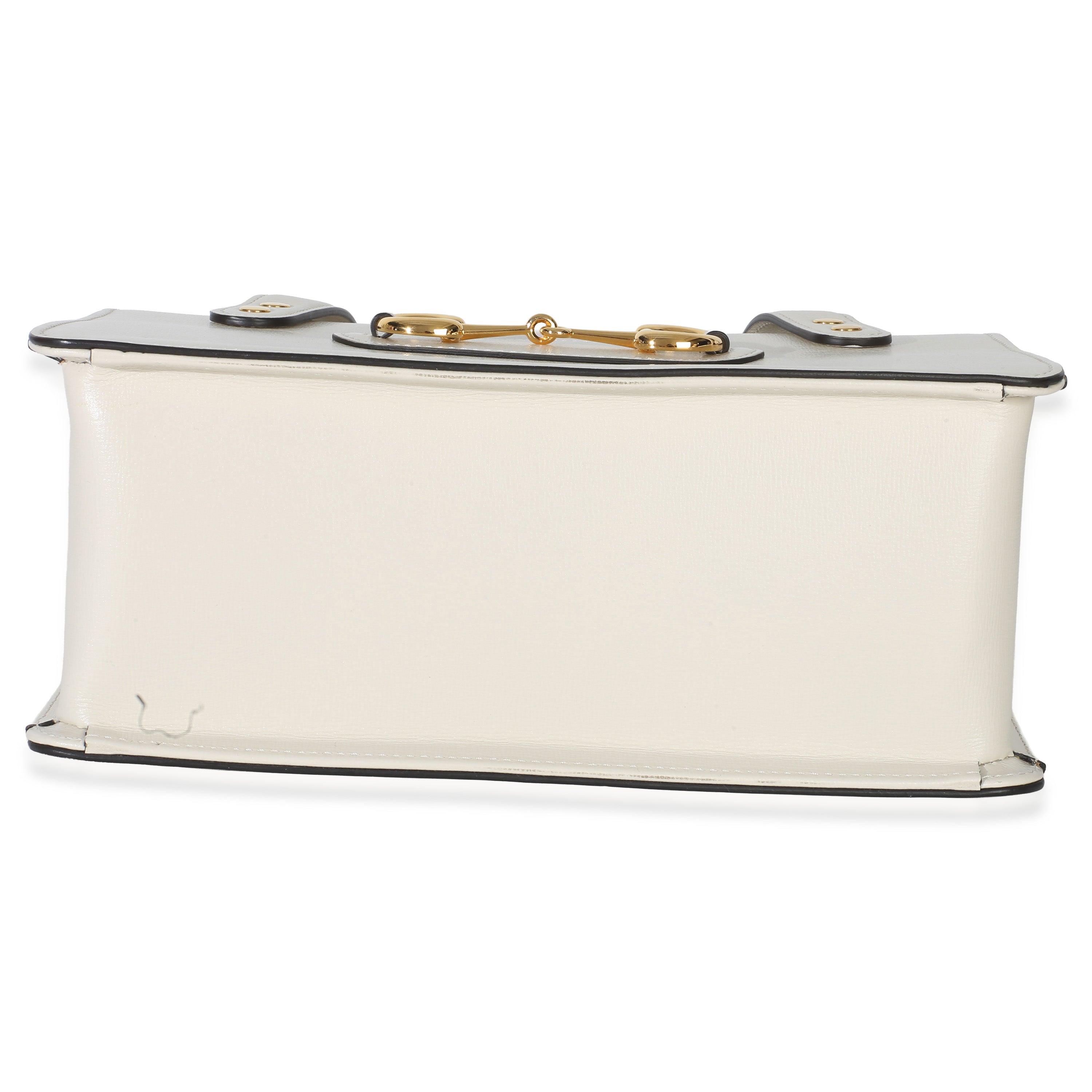 Gucci Mystic White Calfskin Small Horsebit 1955 Foldover Top Handle Bag