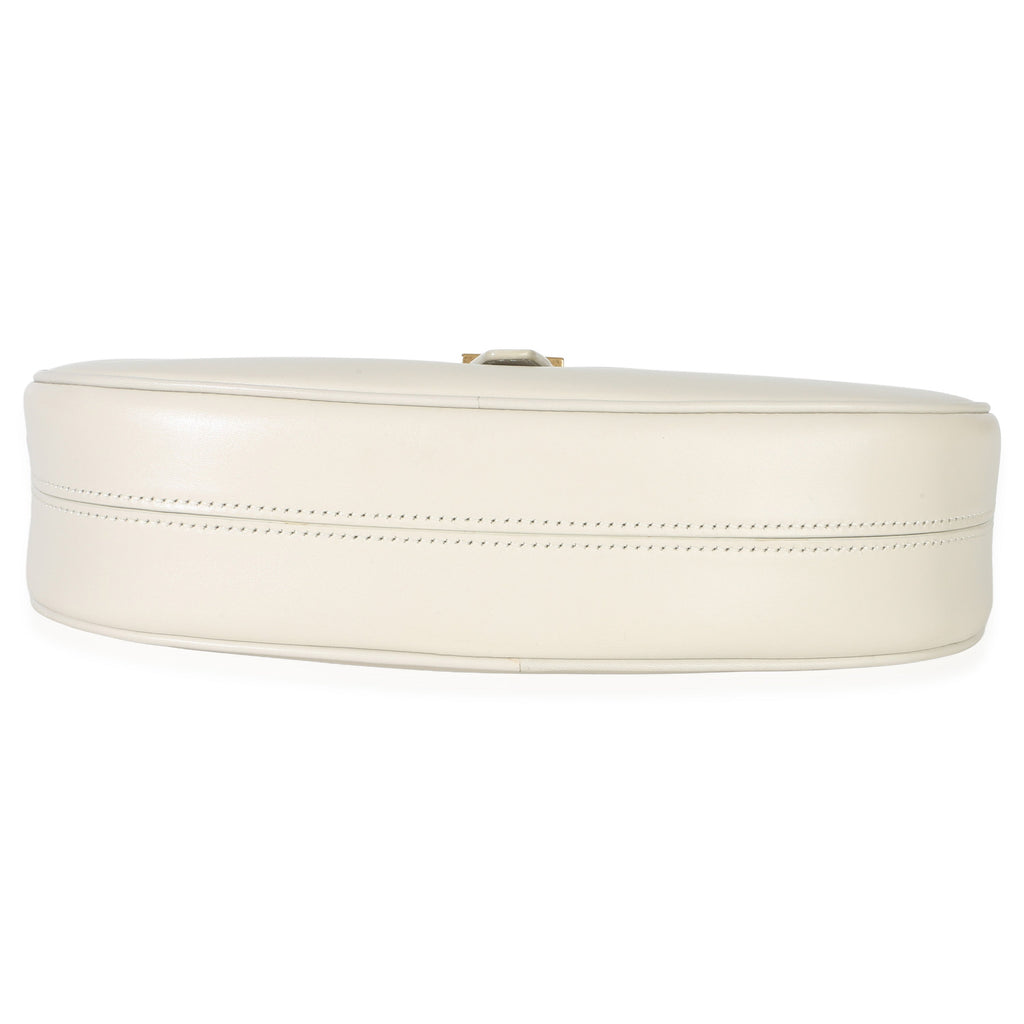 Saint Laurent Cream Smooth Calfskin Le Fermoir Hobo
