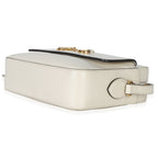 Gucci White Textured Calfskin Small Horsebit 1955 Shoulder Bag