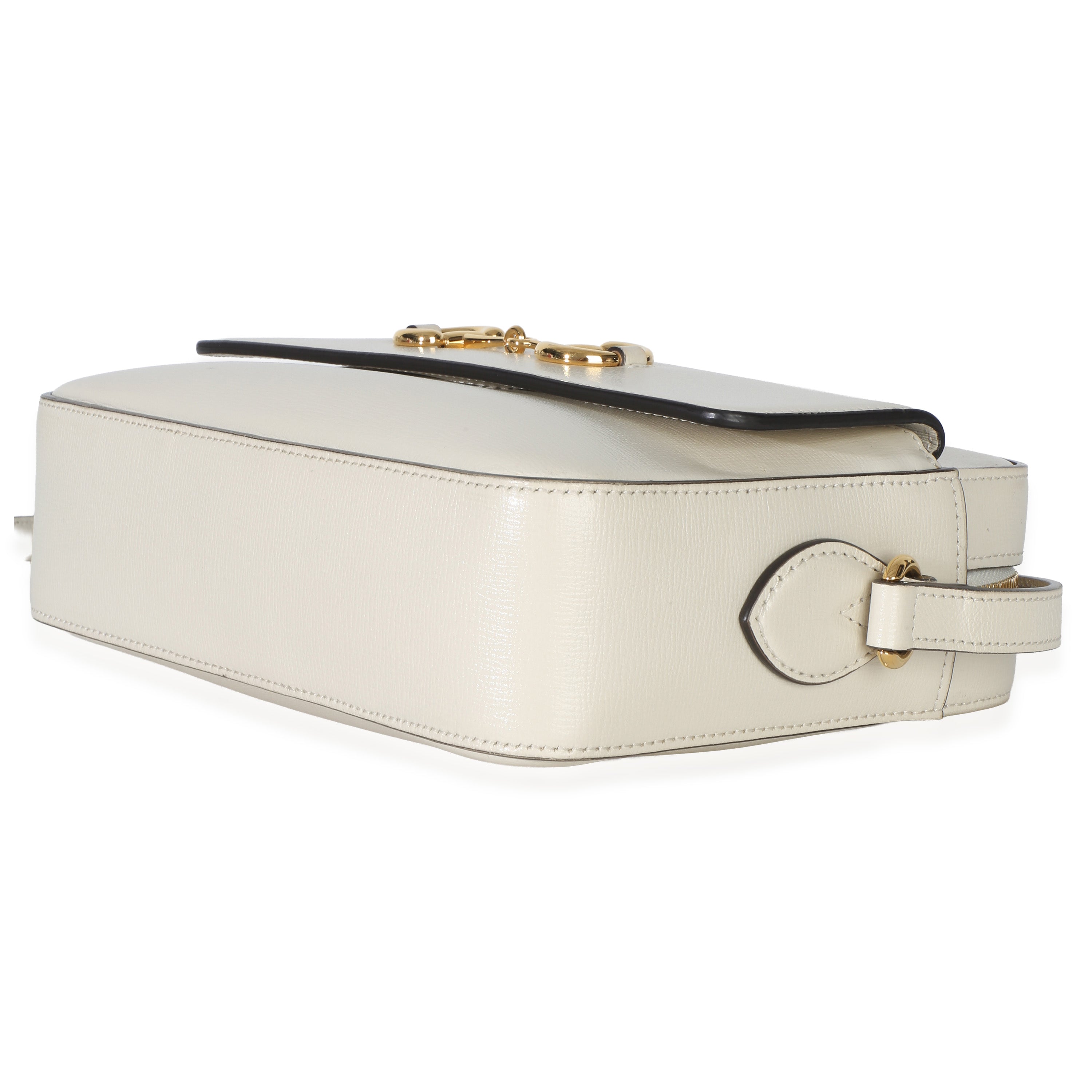 Gucci White Textured Calfskin Small Horsebit 1955 Shoulder Bag