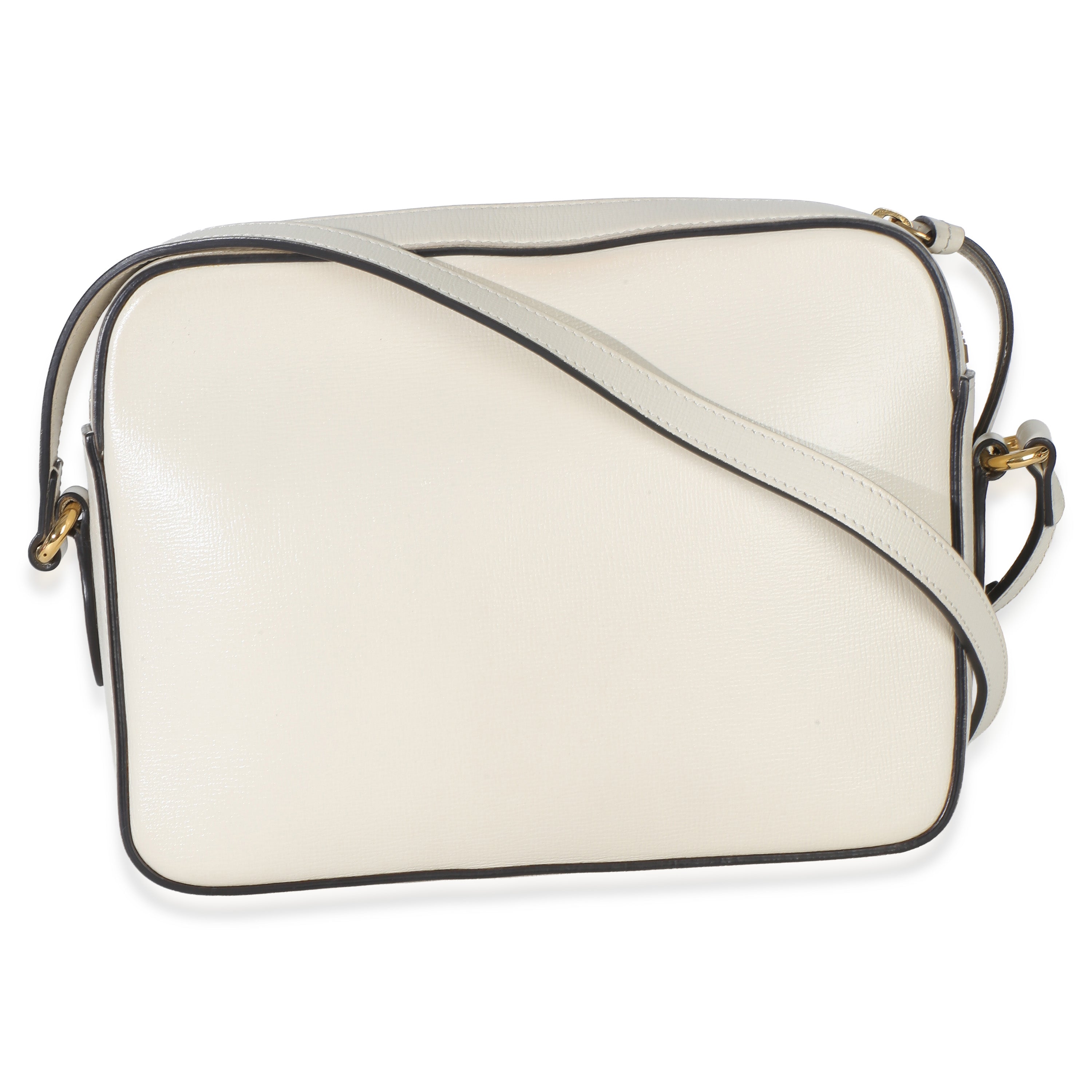 Gucci White Textured Calfskin Small Horsebit 1955 Shoulder Bag