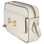 Gucci White Textured Calfskin Small Horsebit 1955 Shoulder Bag