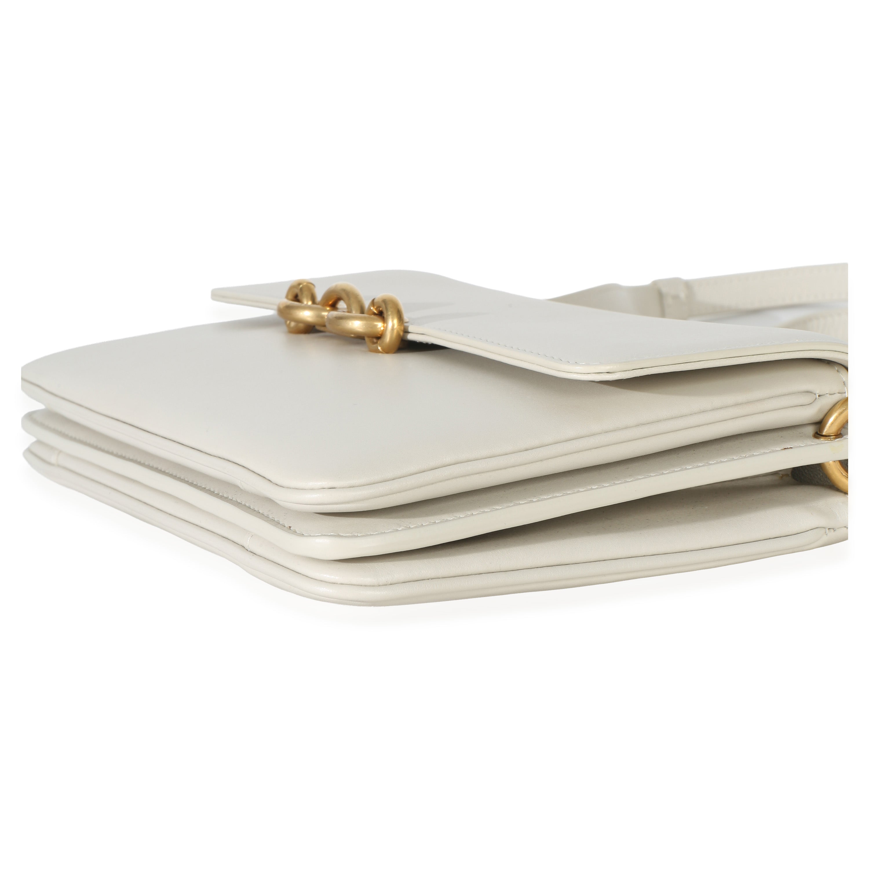 Saint Laurent Cream Smooth Calfskin Le Maillon Satchel