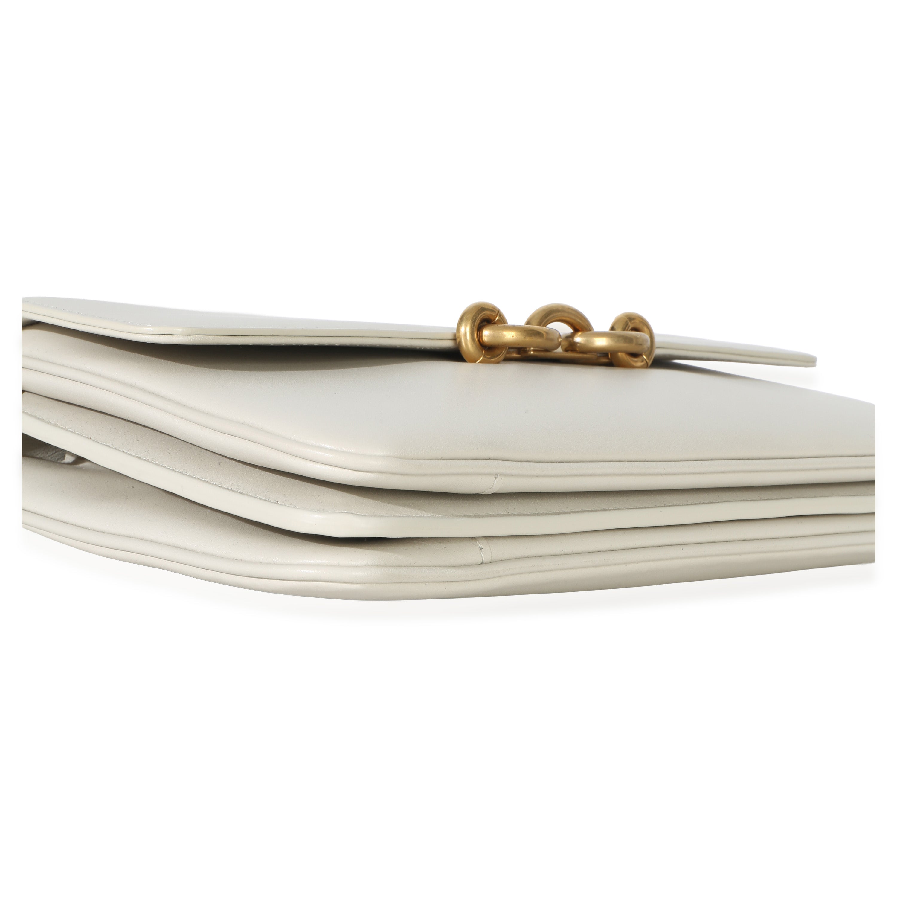 Saint Laurent Cream Smooth Calfskin Le Maillon Satchel