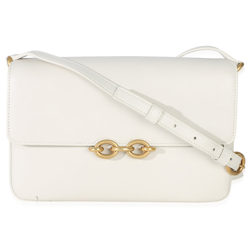 Saint Laurent Cream Smooth Calfskin Le Maillon Satchel