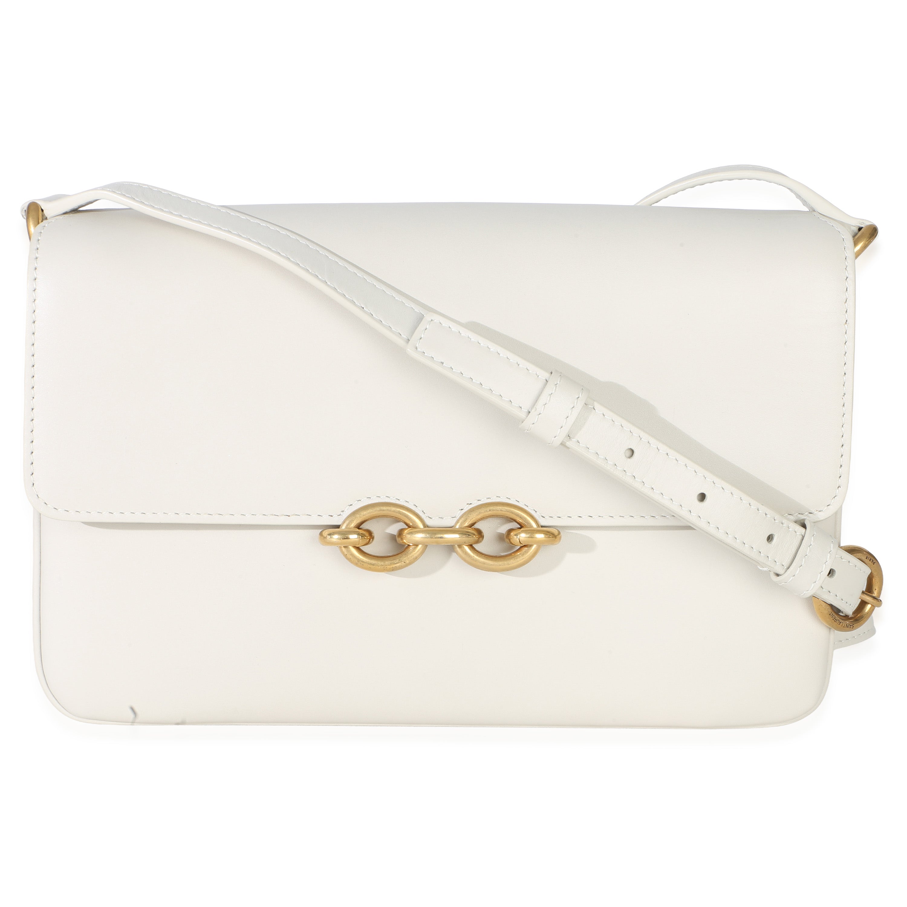 Saint Laurent Cream Smooth Calfskin Le Maillon Satchel