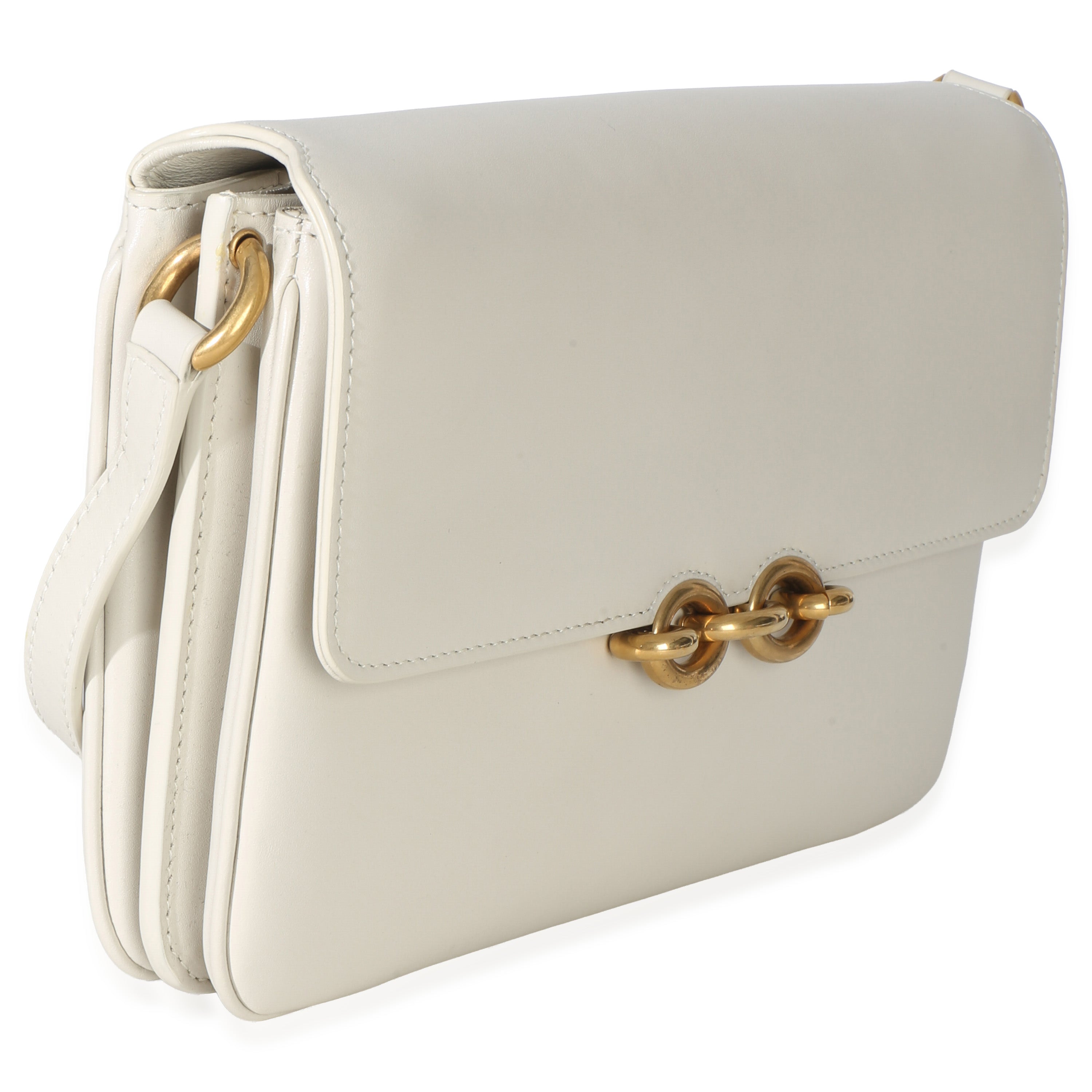 Saint Laurent Cream Smooth Calfskin Le Maillon Satchel