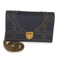 Christian Dior Blue Denim Studded Diorama Wallet On Chain