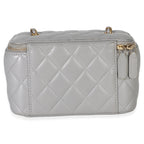 Chanel Grey Quilted Lambskin Small Pearl Crush Vanity Case
