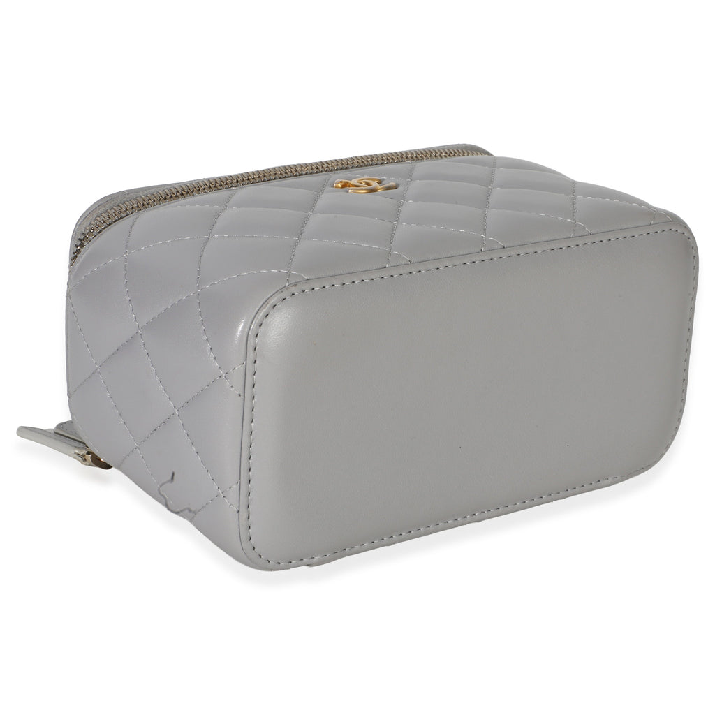 Chanel Grey Quilted Lambskin Small Pearl Crush Vanity Case