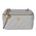 Chanel Grey Quilted Lambskin Small Pearl Crush Vanity Case