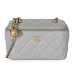 Chanel Grey Quilted Lambskin Small Pearl Crush Vanity Case