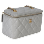 Chanel Grey Quilted Lambskin Small Pearl Crush Vanity Case