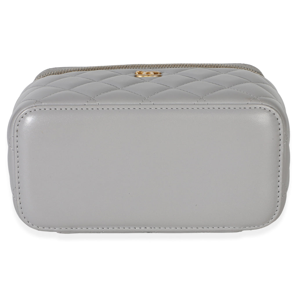 Chanel Grey Quilted Lambskin Small Pearl Crush Vanity Case