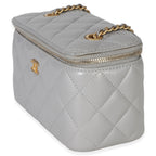 Chanel Grey Quilted Lambskin Small Pearl Crush Vanity Case