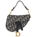 Christian Dior Navy Oblique Canvas Mini Saddle Bag