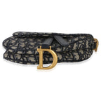 Christian Dior Navy Oblique Canvas Mini Saddle Bag