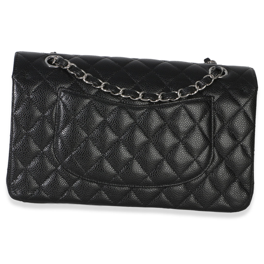 Chanel Black Quilted Caviar Medium Classic Double Flap Handbag