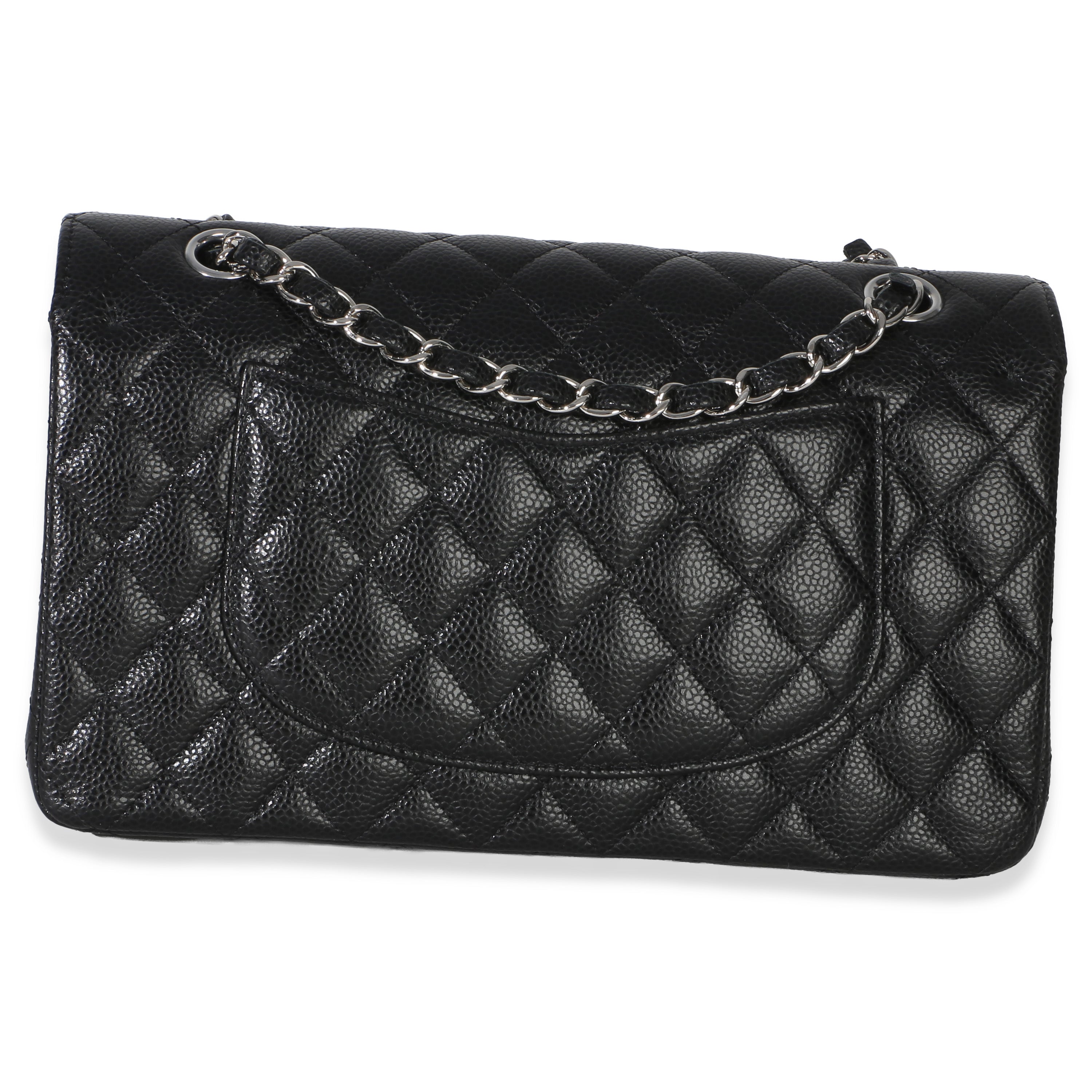 Chanel Black Quilted Caviar Medium Classic Double Flap Handbag