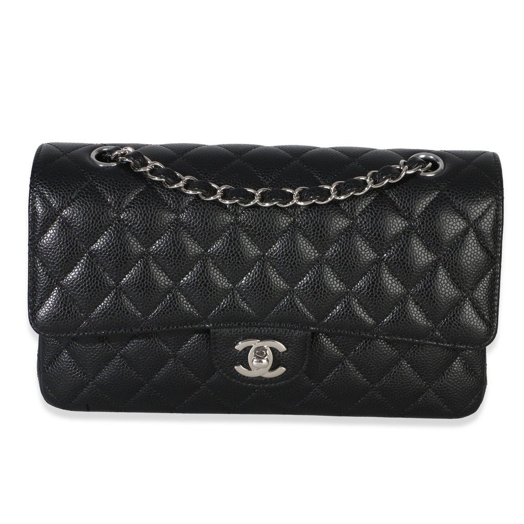 Chanel Black Quilted Caviar Medium Classic Double Flap Handbag