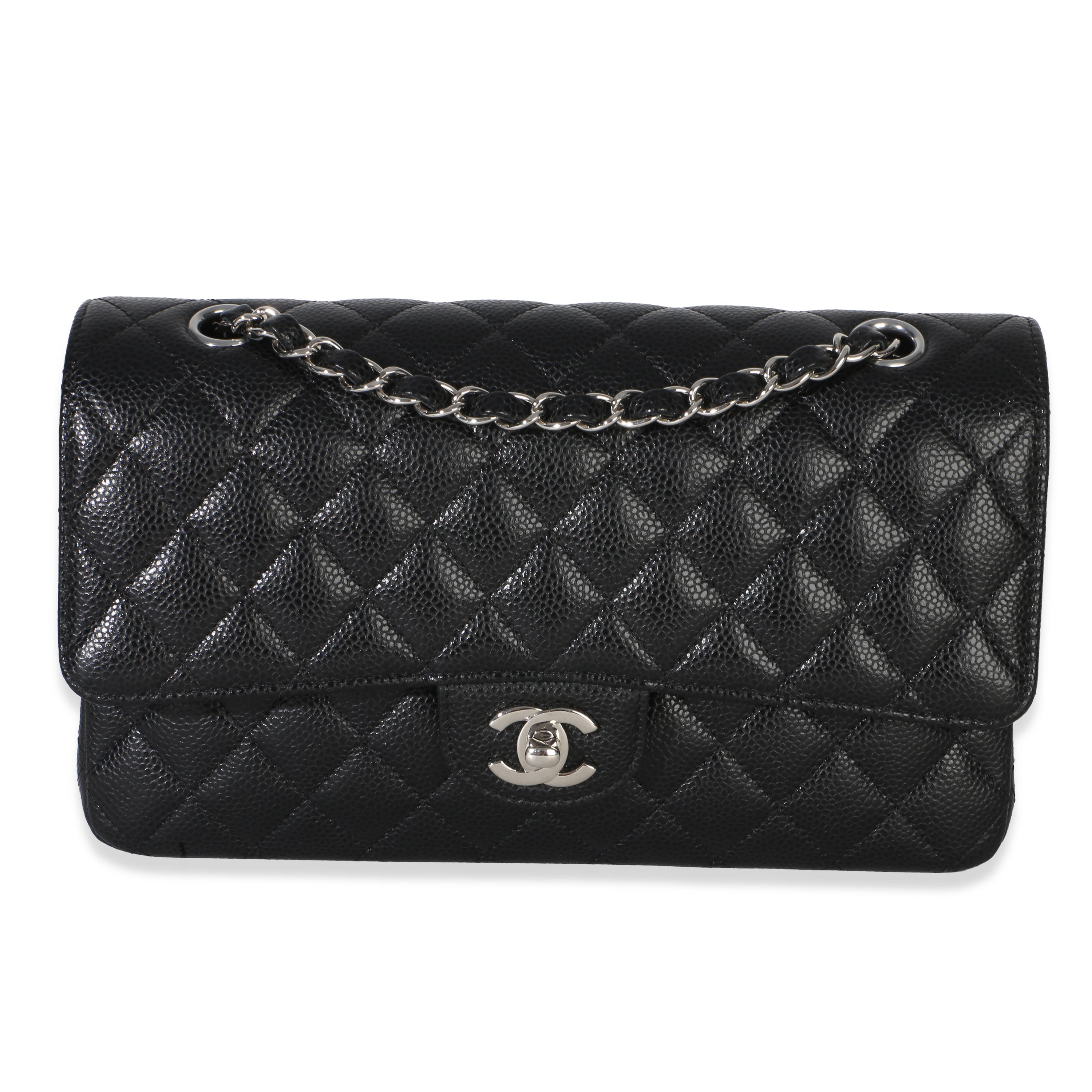 Chanel Black Quilted Caviar Medium Classic Double Flap Handbag