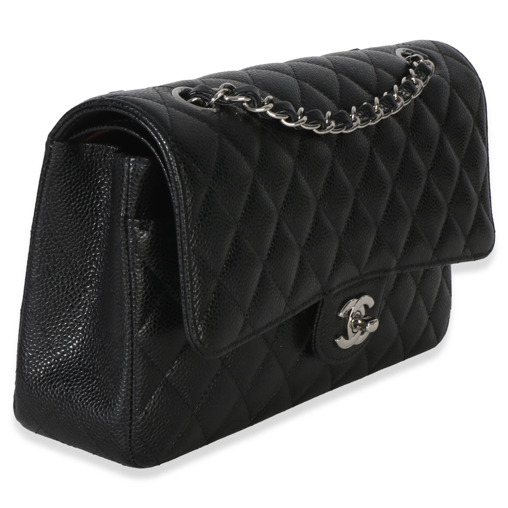 Chanel Black Quilted Caviar Medium Classic Double Flap Handbag