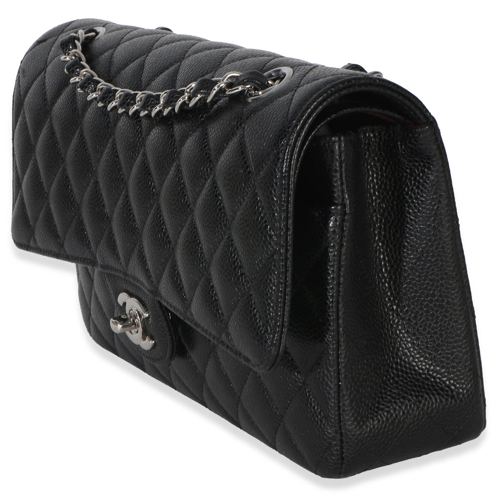 Chanel Black Quilted Caviar Medium Classic Double Flap Handbag