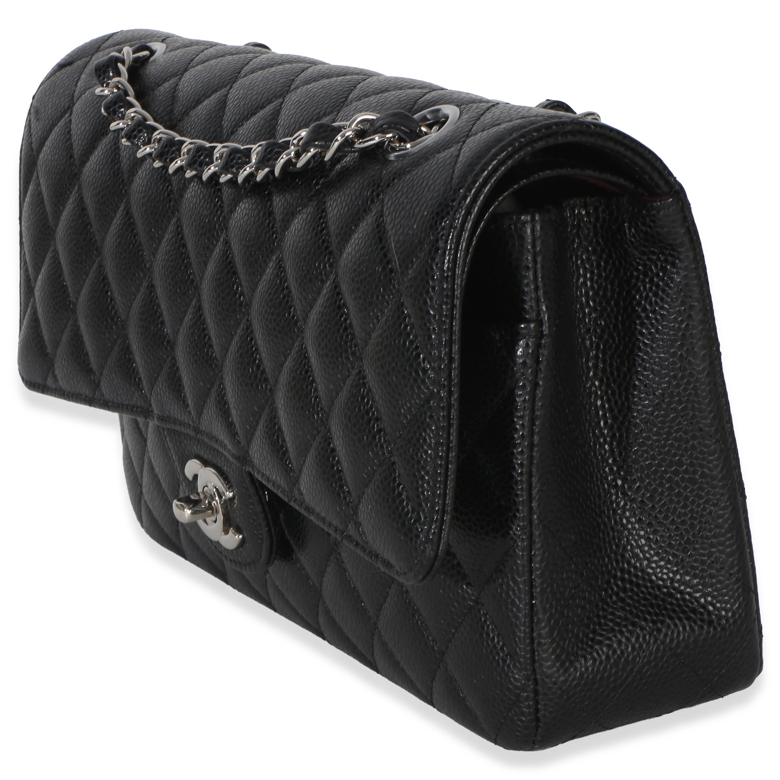 Chanel Black Quilted Caviar Medium Classic Double Flap Handbag