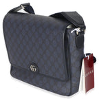 Gucci Blue Black Tender GG Supreme Dollar Calfskin Ophidia Messenger Bag