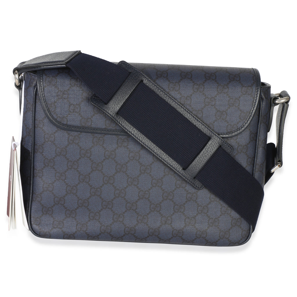Gucci Blue Black Tender GG Supreme Dollar Calfskin Ophidia Messenger Bag