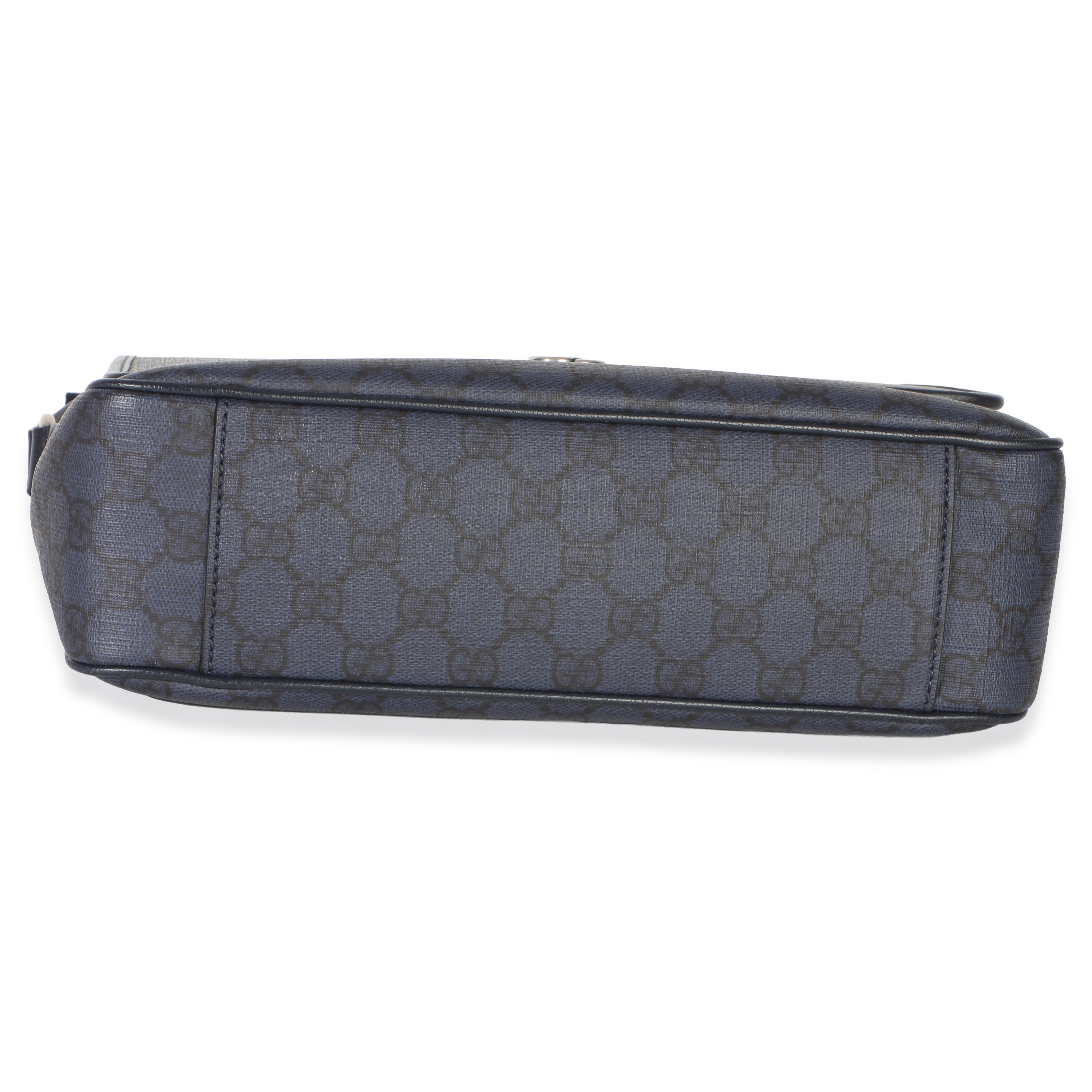 Gucci Blue Black Tender GG Supreme Dollar Calfskin Ophidia Messenger Bag