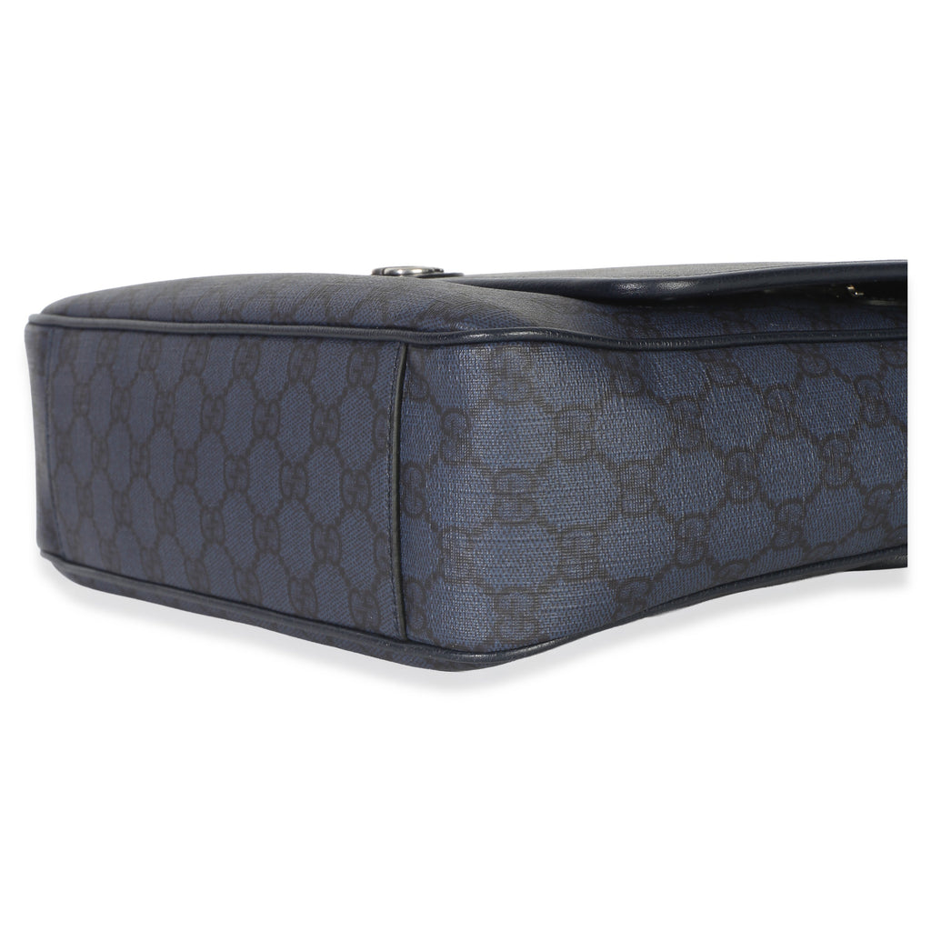Gucci Blue Black Tender GG Supreme Dollar Calfskin Ophidia Messenger Bag