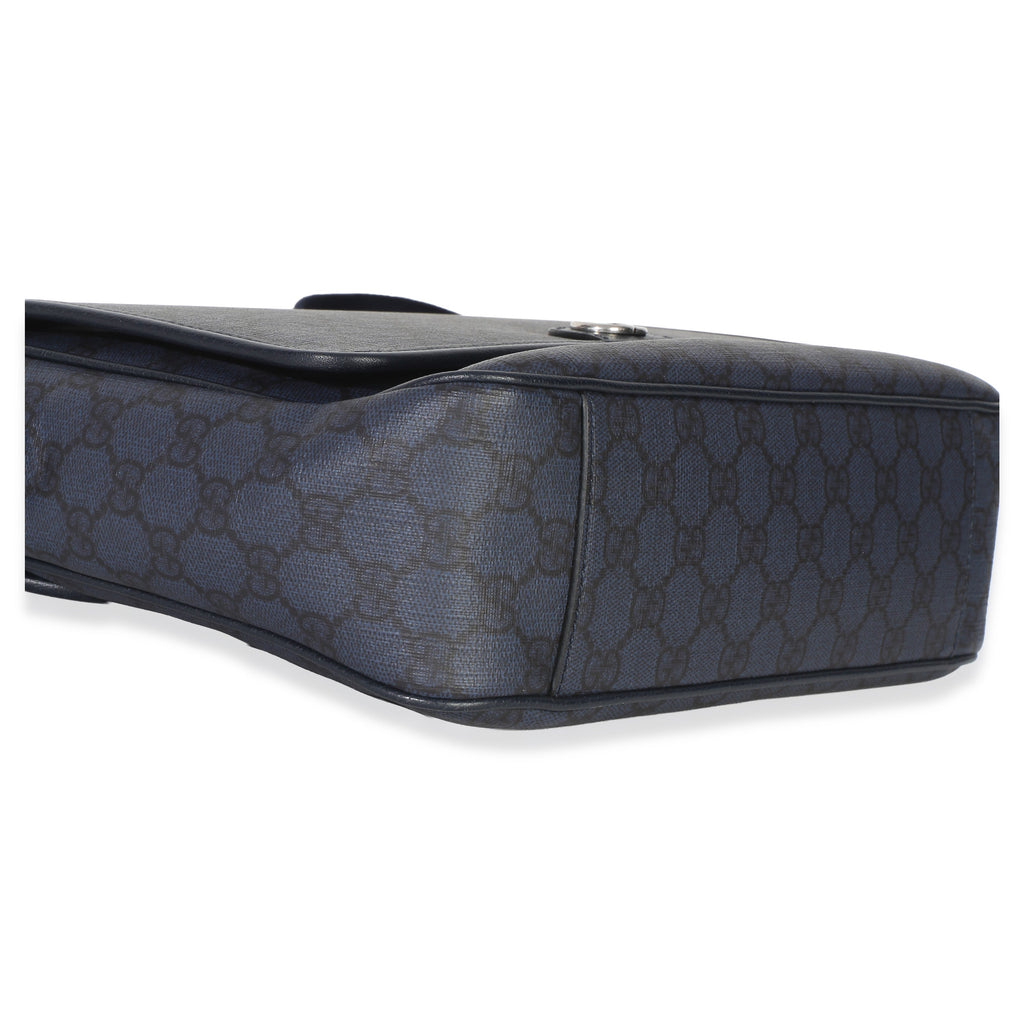 Gucci Blue Black Tender GG Supreme Dollar Calfskin Ophidia Messenger Bag