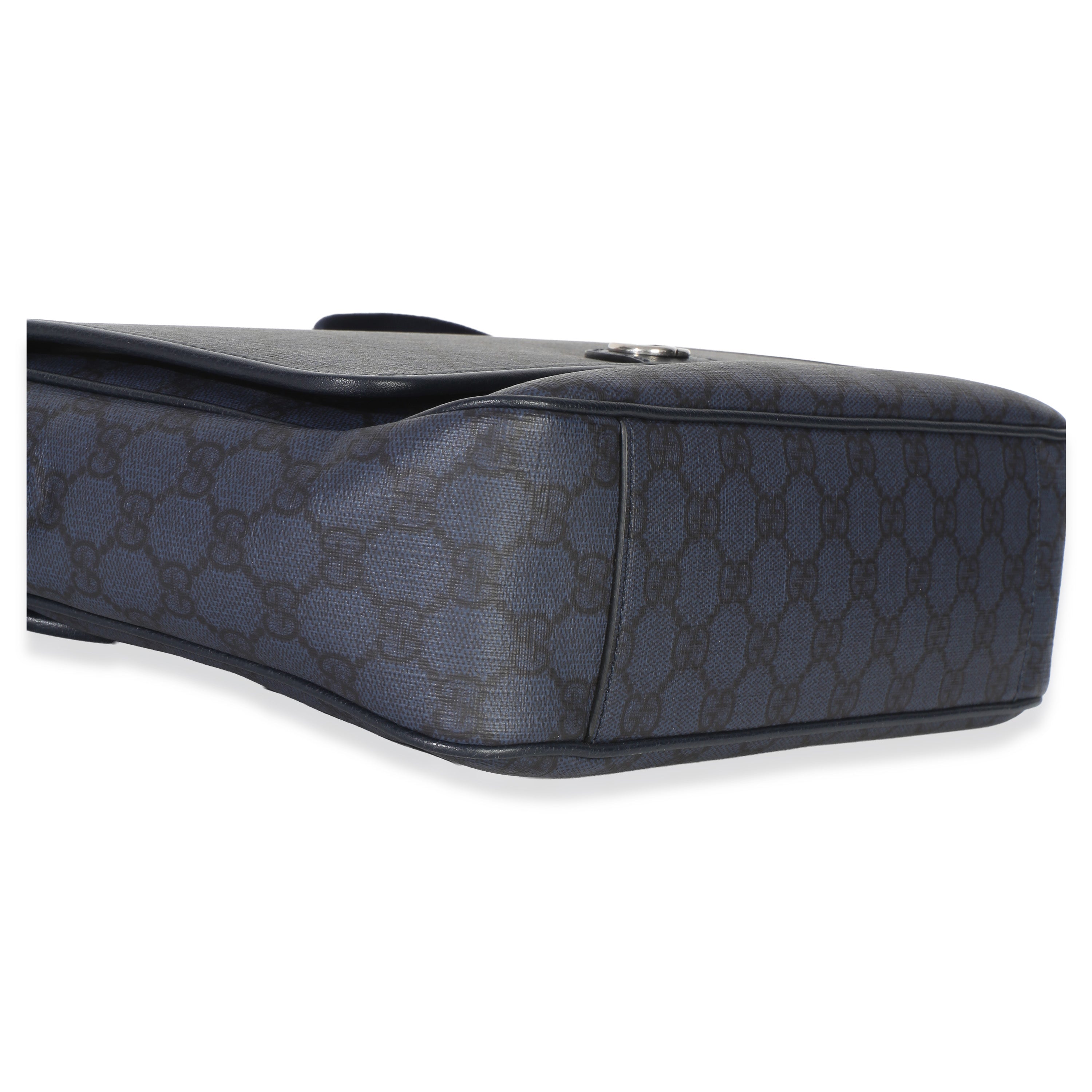 Gucci Blue Black Tender GG Supreme Dollar Calfskin Ophidia Messenger Bag