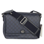 Gucci Blue Black Tender GG Supreme Dollar Calfskin Ophidia Messenger Bag