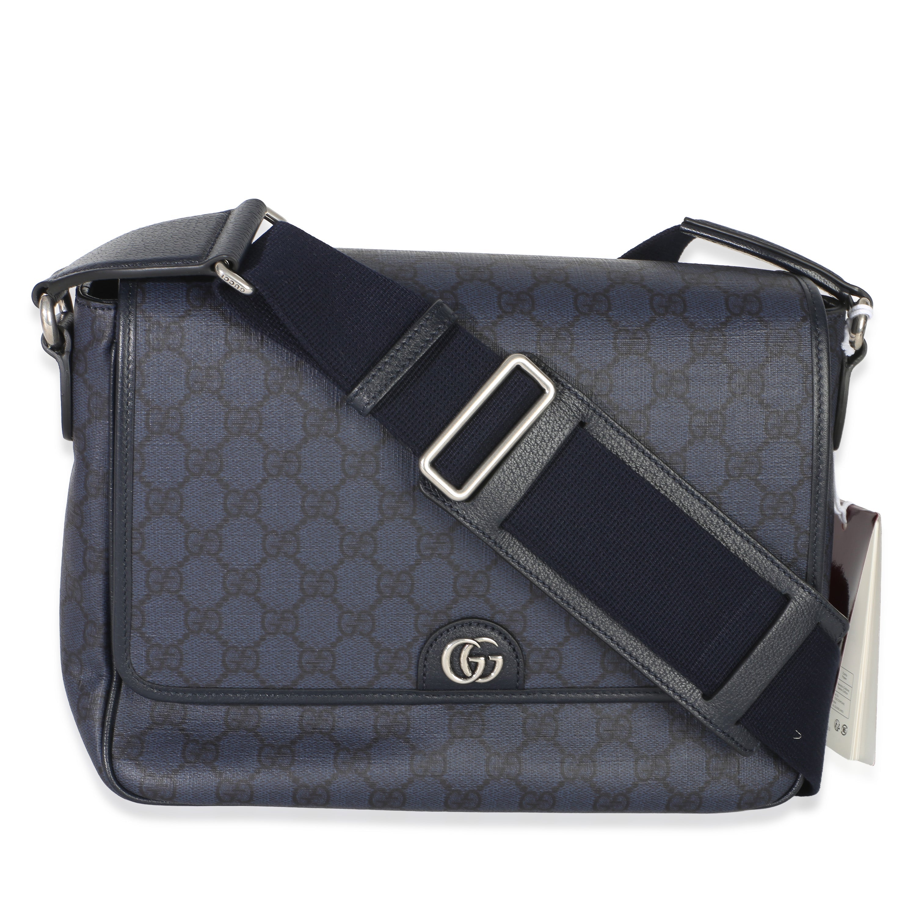 Gucci Blue Black Tender GG Supreme Dollar Calfskin Ophidia Messenger Bag