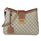 Gucci Beige Ebony GG Supreme Monogram Canvas Medium Padlock Shoulder Bag